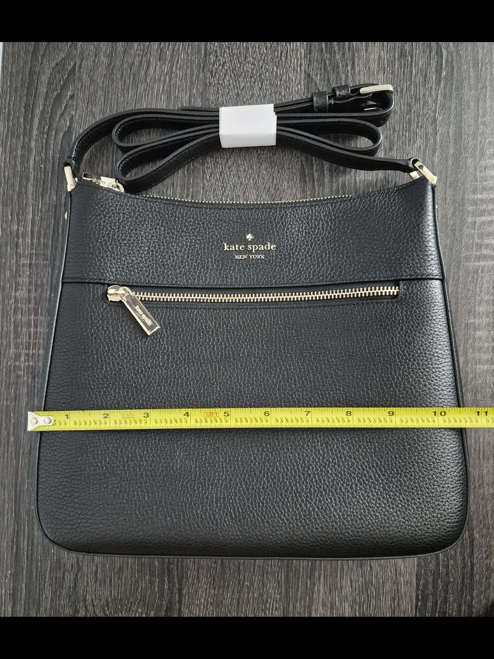 Kate Spade New York 454 Large Swingpack Black Pebbled Leather Buckle Crossbody